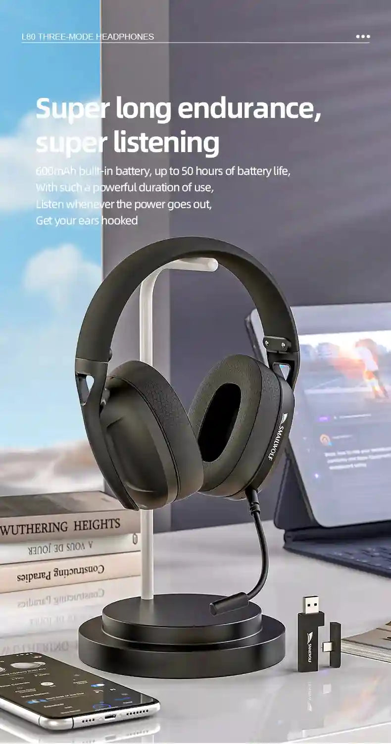 Wireless Gaming Headset 185g – Lightweight Over-Ear Audio Tidesmit