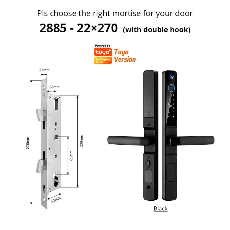Smart Lock with Camera Door Viewer Waterproof IP66 Tuya WiFi Fingerprint Password Sliding RFID Card Sliding Electronic Door Lock