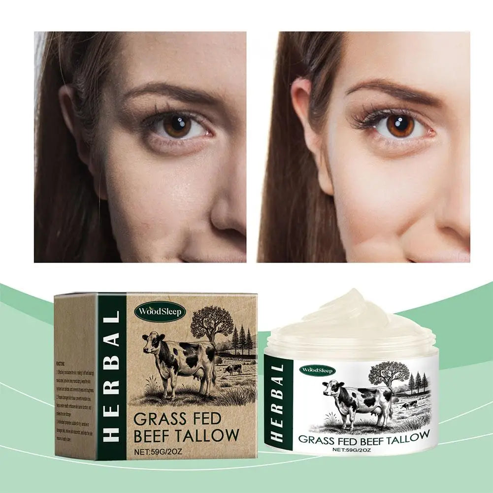 Beef Tallow, Beef Tallow for Skin, Tallow Face Moisturizer, 100% Unscented Organic Grass Fed Finished Whipped Tallow Face Cream