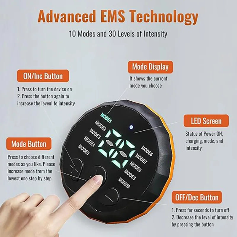 EMS Abdominal Toning Belt - Rechargeable Electric Muscle Stimulator Body Shaping Massage Equipment Tidesmit