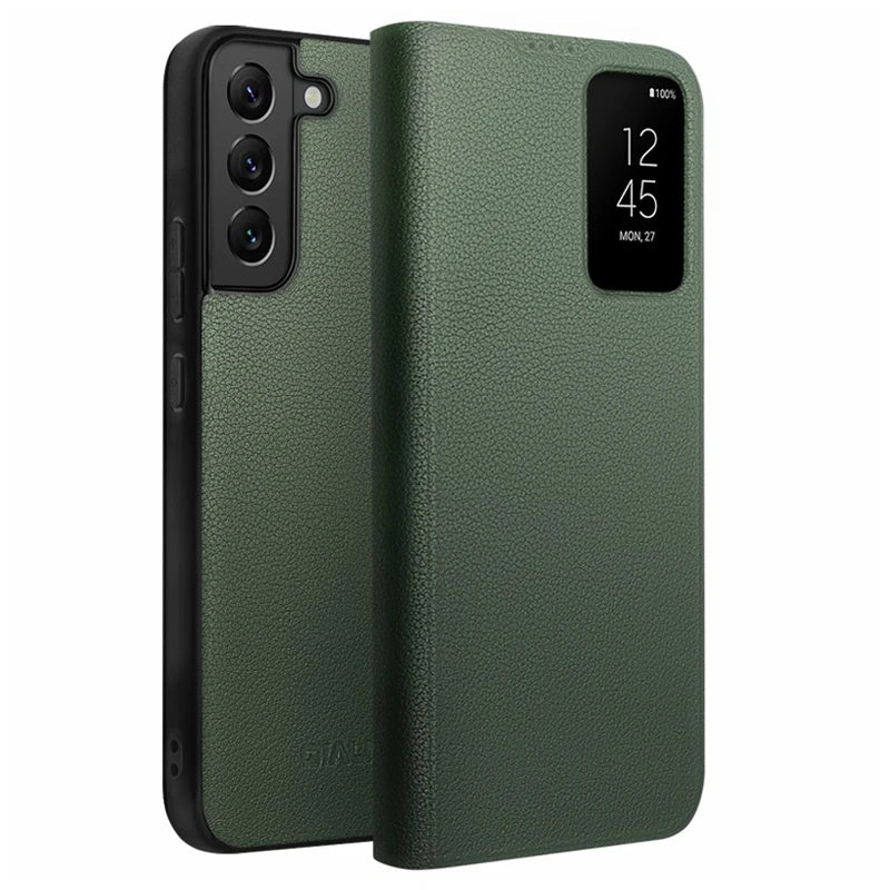 Samsung Galaxy S22+ Leather Case - Slim Fit Shock-Absorbing Cover Green China Mainland Tidesmit