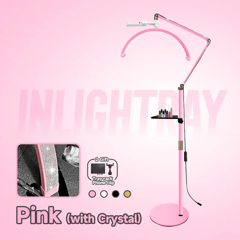 Half Moon Eyelash Lamp - LED Salon Light with Adjustable Color Temperature Pink Crystal China Mainland Tidesmit