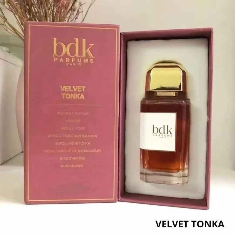 BDK Parfums Velvet Tonka EDP, 100ml luxury unisex fragrance with vanilla, almond, and tonka bean in a refined bottle.