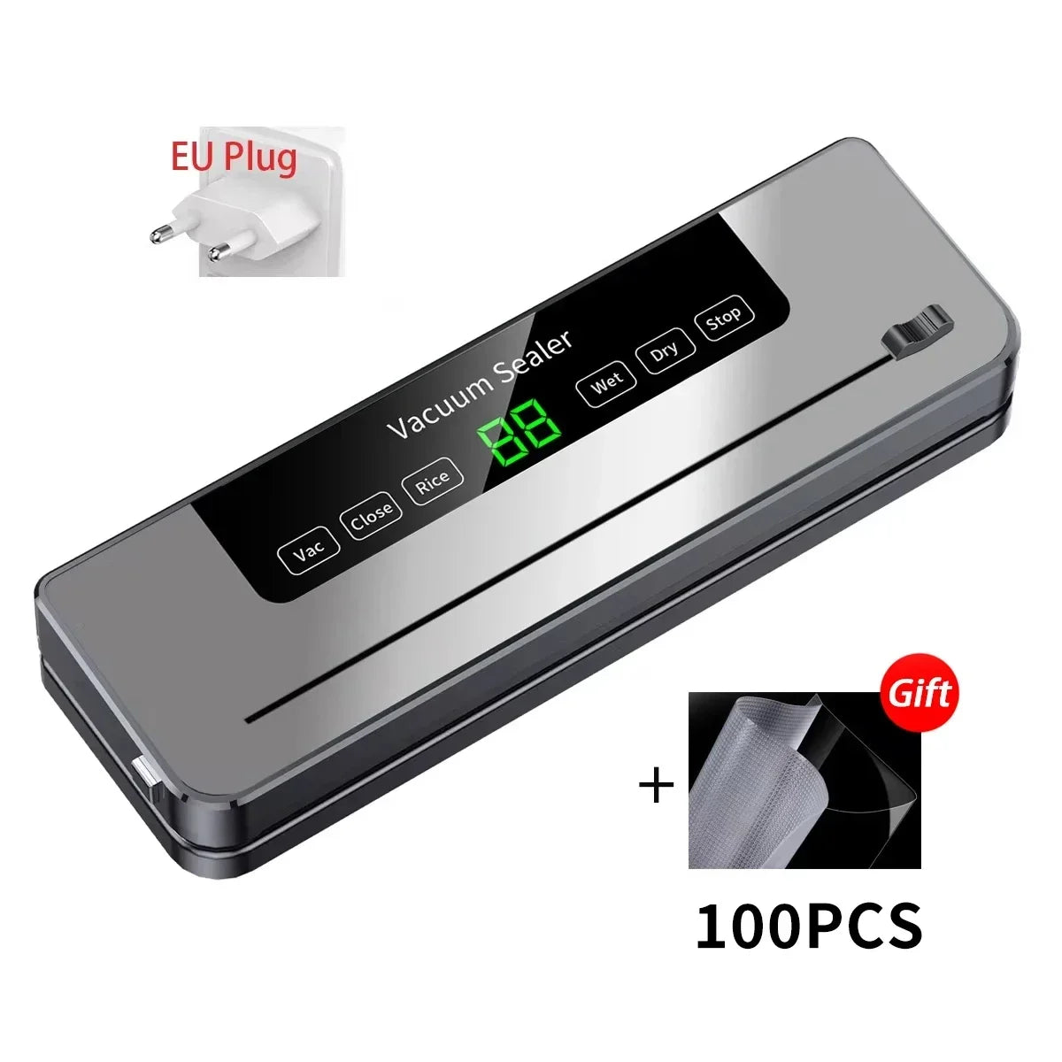 Tidesmit electric vacuum sealer with built-in cutter for wet and dry food storage featuring touch button controls