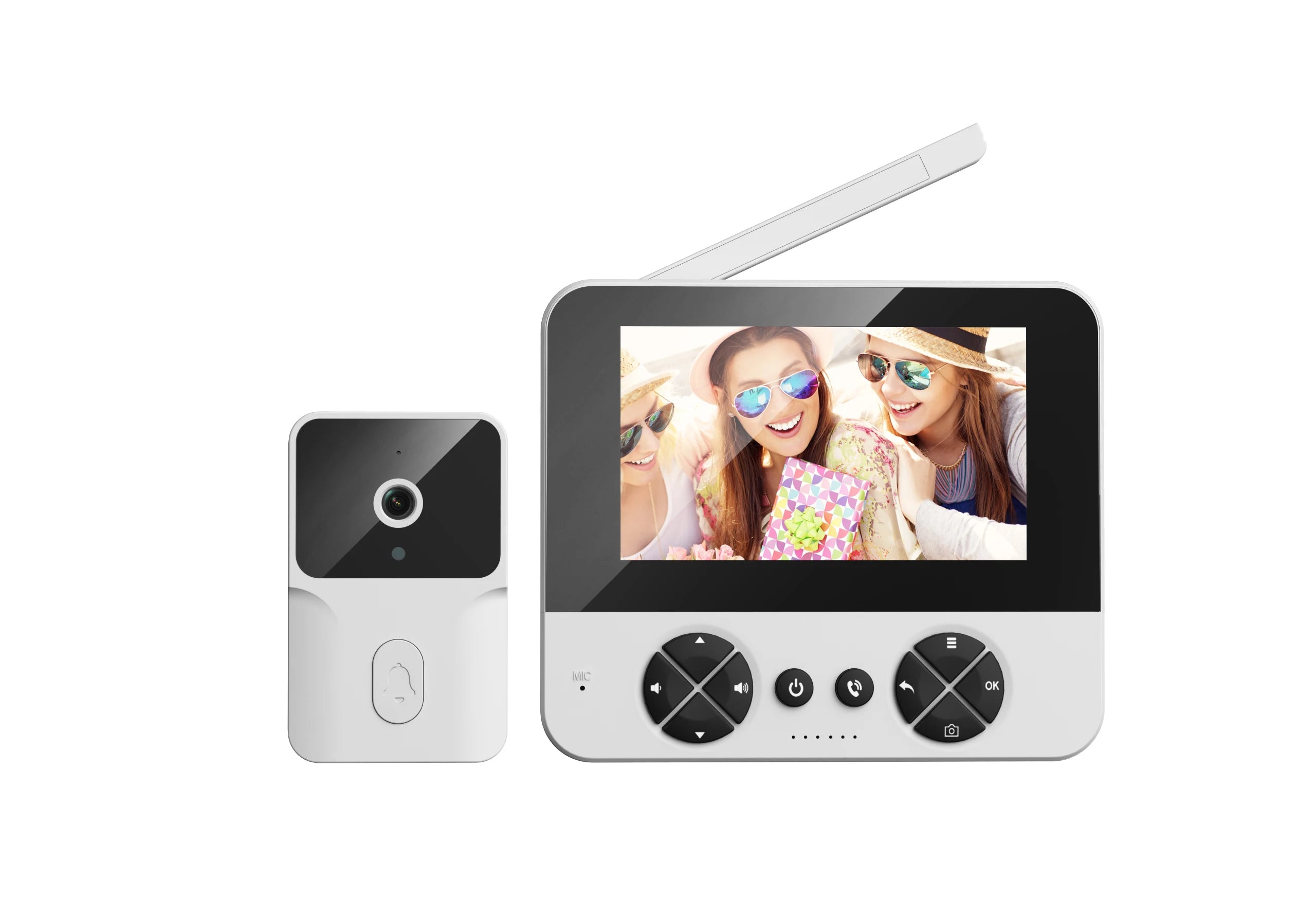 Wireless video doorbell, 4.3 "IPS display 720P high definition intelligent intercom, 2.4G wireless two-way call, night vision
