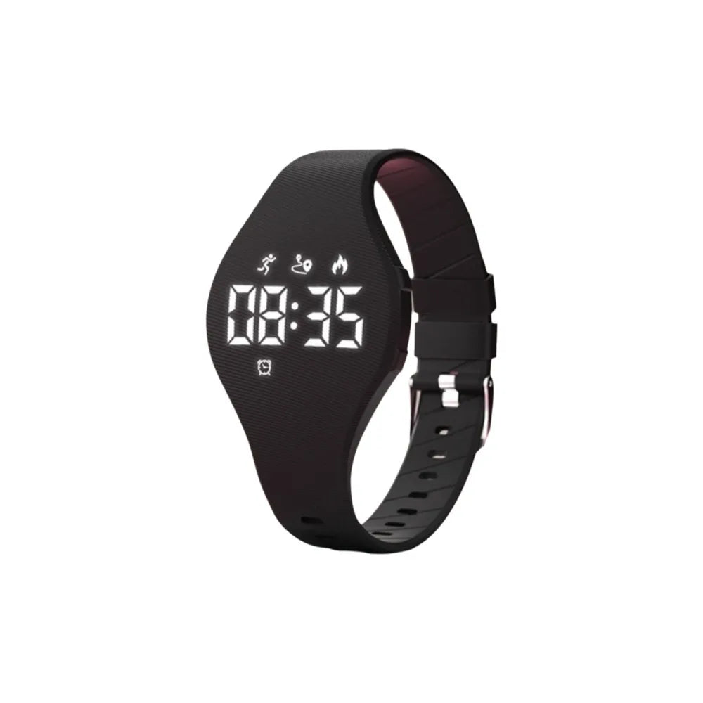 LED Digital Kids Smart Silicone Wristband Waterproof with Running Pedometer Vibrating Alarm Clock Monitor Vibration