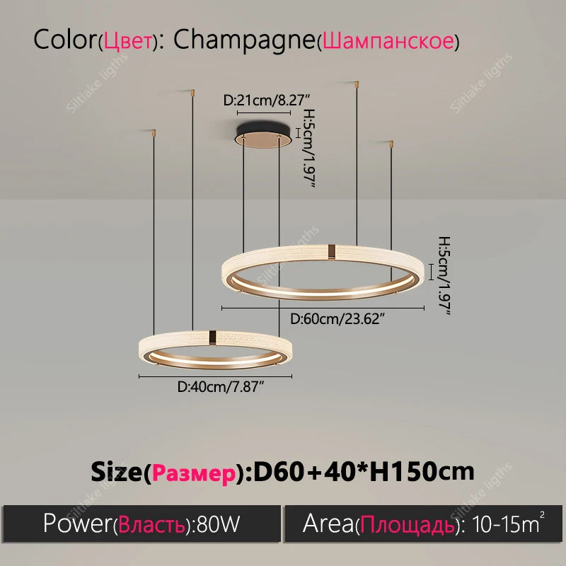 Modern Round LED Ring Light – Adjustable Minimalist Pendant 40-80cm Type B 60cm 40cm Tidesmit