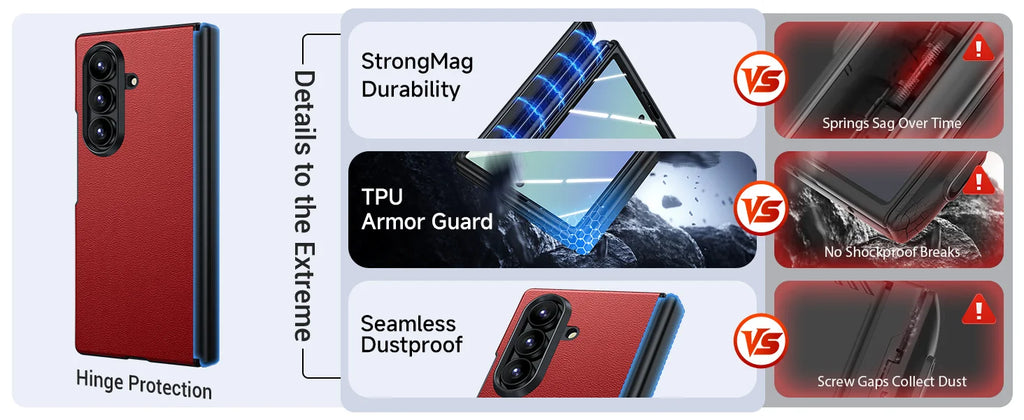 Samsung Galaxy Z Fold 7 Leather Case, Slim Magnetic Shock-Absorbing Cover Tidesmit