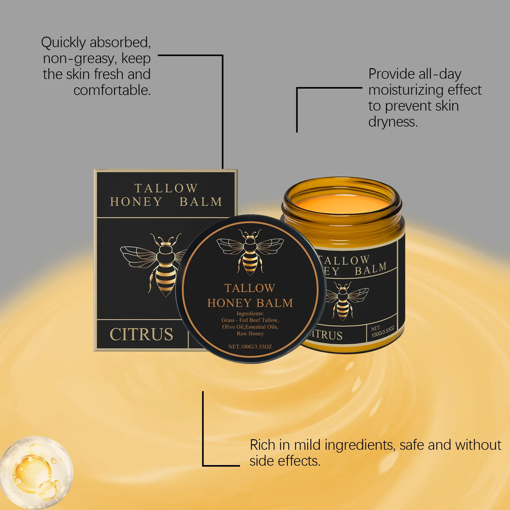 3Designs Natural Grass Fed Beef Tallow Honey Balm Lasting Hydrating Skin Improve Elasticity Korean Face Body Moisturizer Lotion