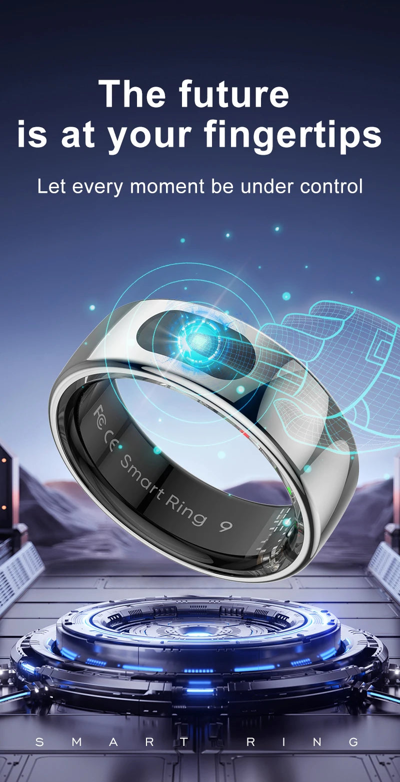 R08 Smart Ring with Charging Case Men Women Health and Sleep Monitor Heart Rate Monitoring 5ATM Waterproof Multi Sport Mode
