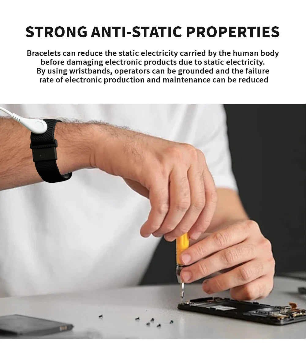 Anti-Static Wrist Strap Grounding Wrist Adjustable Bracelet Stimulation Physiotherapy Device for Computer Electronics Repair