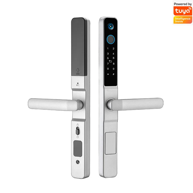 Peephole Camera Smart Aluminum Lock Euro 3592 Mortise Waterproof Tuya Wifi Fingerprint Digital Lock of UPVC Grill Sliding Door