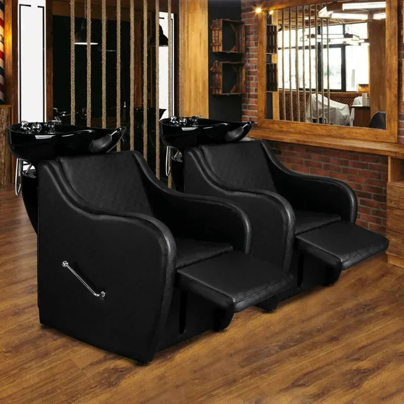 Salon Shampoo Backwash Unit - Black With Adjustable Footrest Massage Chairs Tidesmit