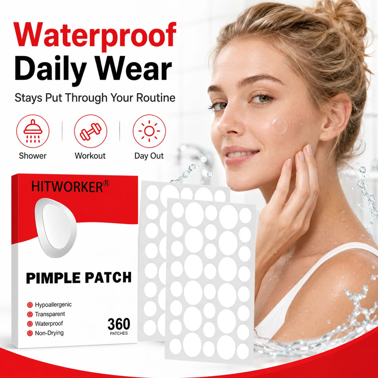 360counts hydrocolloid acne patch, acne patch covers pimples and spots, a fast and gentle skincare product