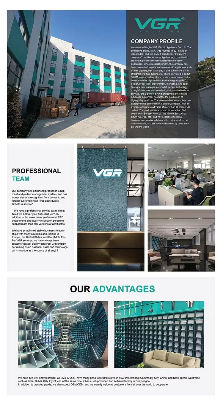 VGR professional hair dryer factory tour showing high-tech manufacturing, R&D, and quality control salon equipment.