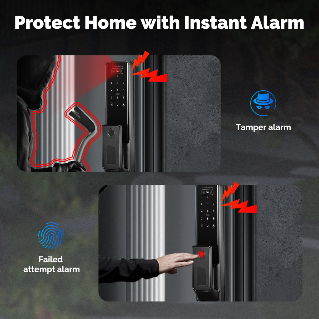 MOES Tuya WiFi Smart Door Lock Facial Palm Vein Recognition Remote Fingerprint Password IC Card Unlock Indoor Battery Powered