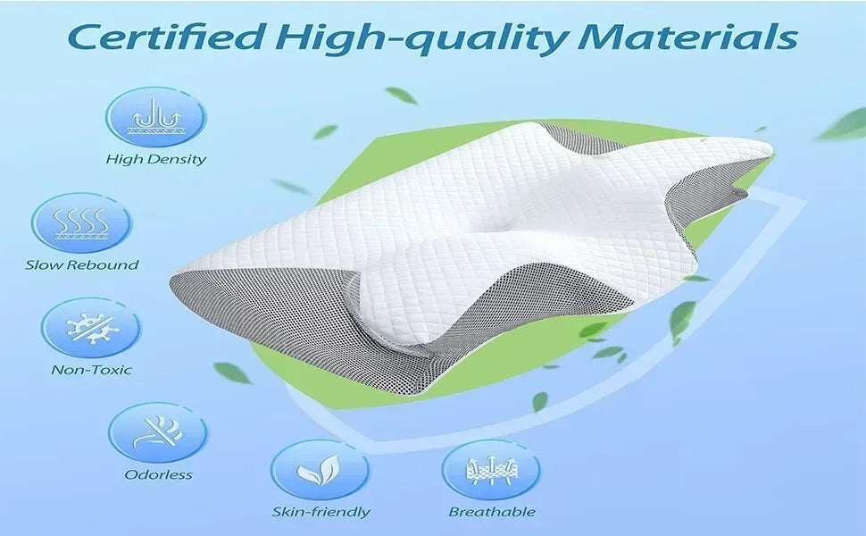 Memory Foam Butterfly Pillow | Ergonomic Cervical Support for Spine Alignment Relaxation Treatment Tidesmit