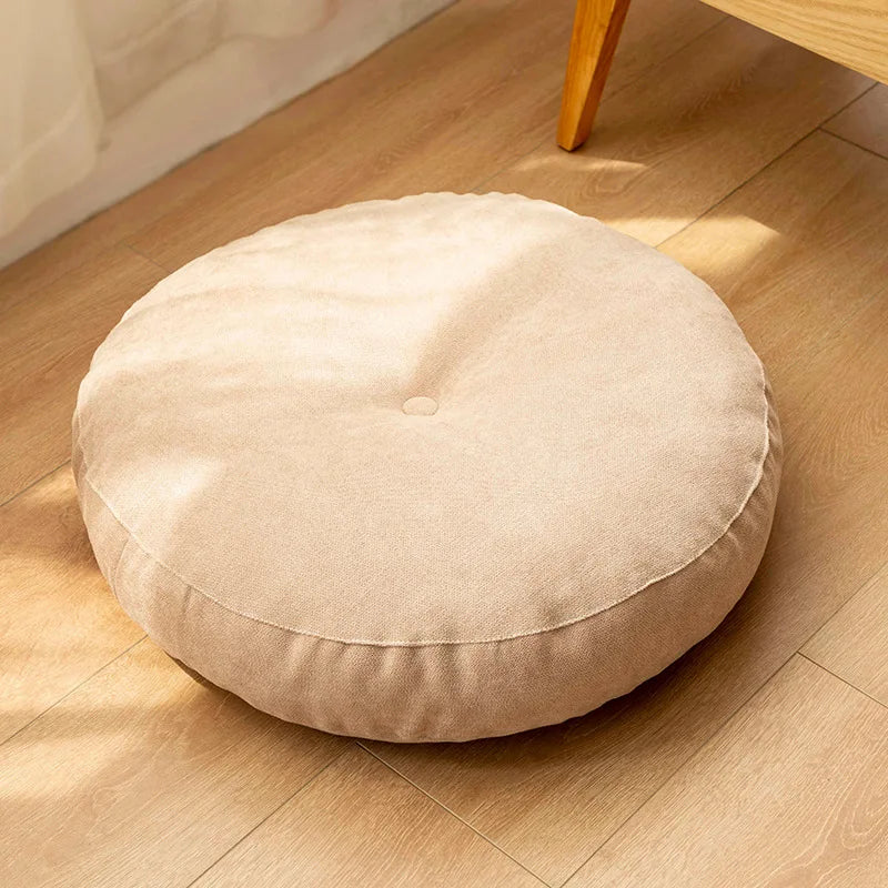 Floor Seat Cushion Thickened Meditation Chair Cushion Simple Japan Style Futon Round Cotton and Linen Tatami Balcony Cushions 방석