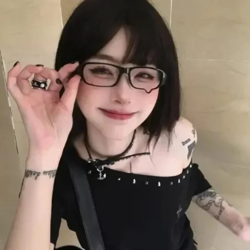 Y2K Anime Teardrop Glasses Cosplay Unisex Lensless Eyewear Fashion Jewelry Costume Props Accessories Gift Kawaii Aesthetic Decor