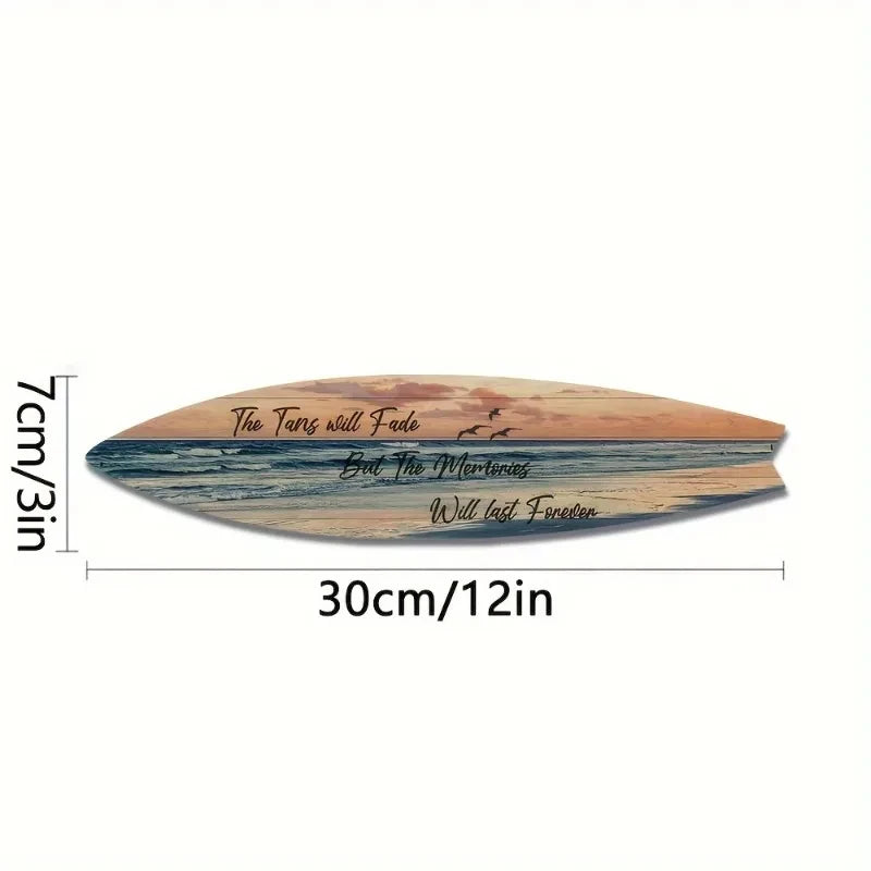 Beach Style Surfboard Wall Decor - Tropical Seascape Art on Wood-Like Material - Lightfast Design for Indoor/Outdoor Use