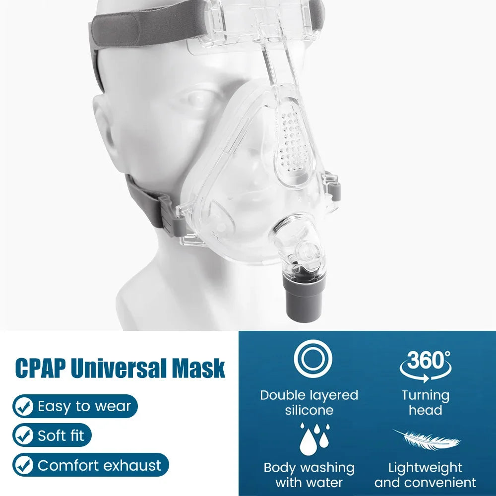 Comfortable CPAP Full Face Mask Adjustable Strap Respirator For Cushion Travel Anti Snoring Stopper Solution Tools Sleep Help