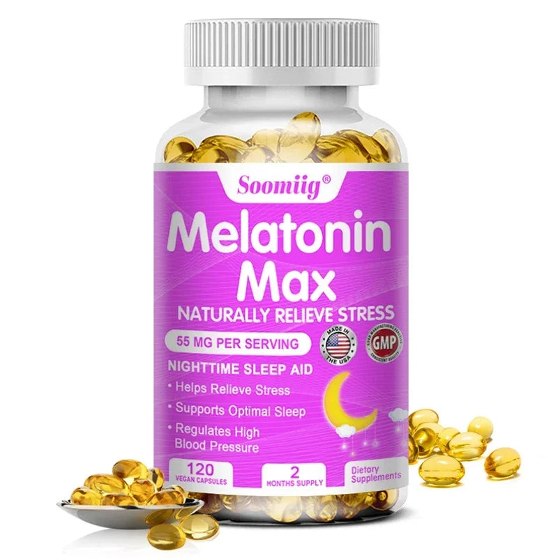 Melatonin 55mg Capsules, Natural Sleep Aid with MSM Zinc Vitamins, Fall Asleep Faster, Stay Asleep Longer, Support Immune System