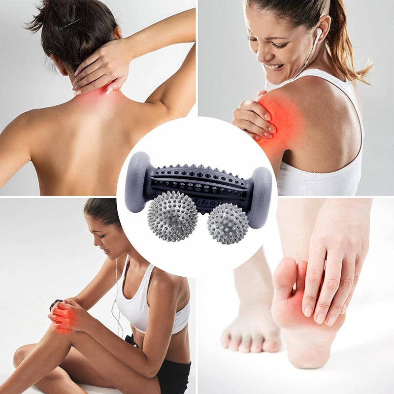 Foot Massage Roller and Spiky Ball Set for Targeted Muscle Relief Back Massage Instrument Tidesmit