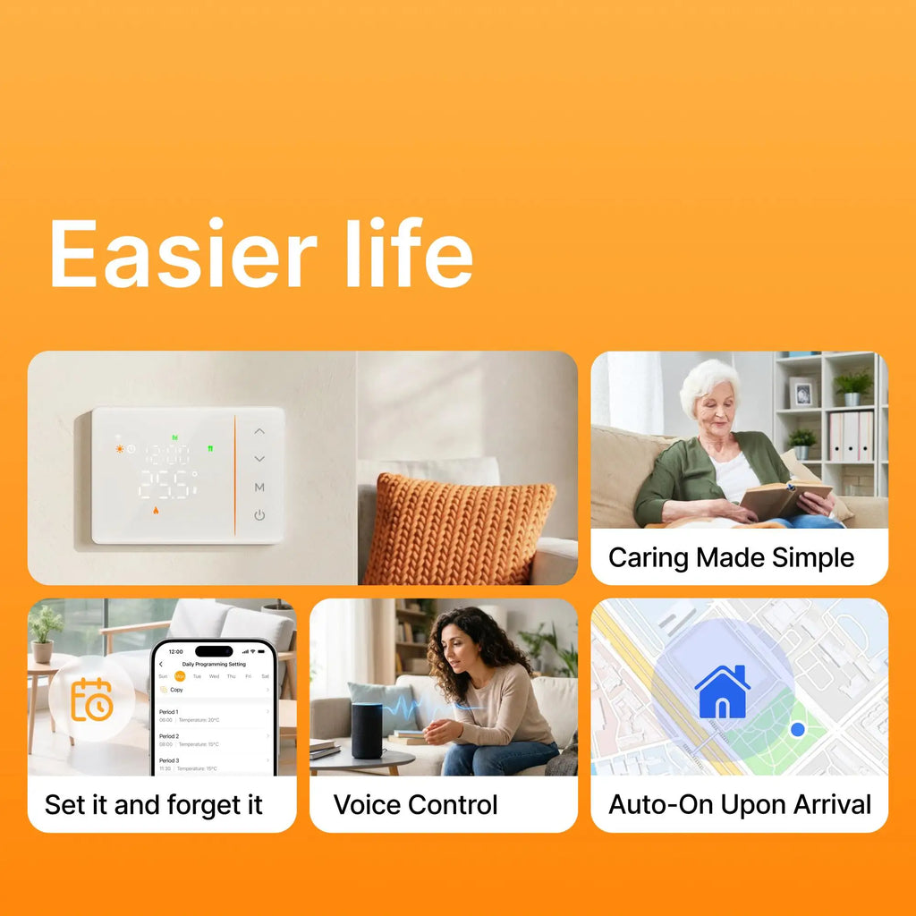 Tuya smart battery powered wifi thermostat gas boiler switch heating/cooling programmable remote control support alexa google