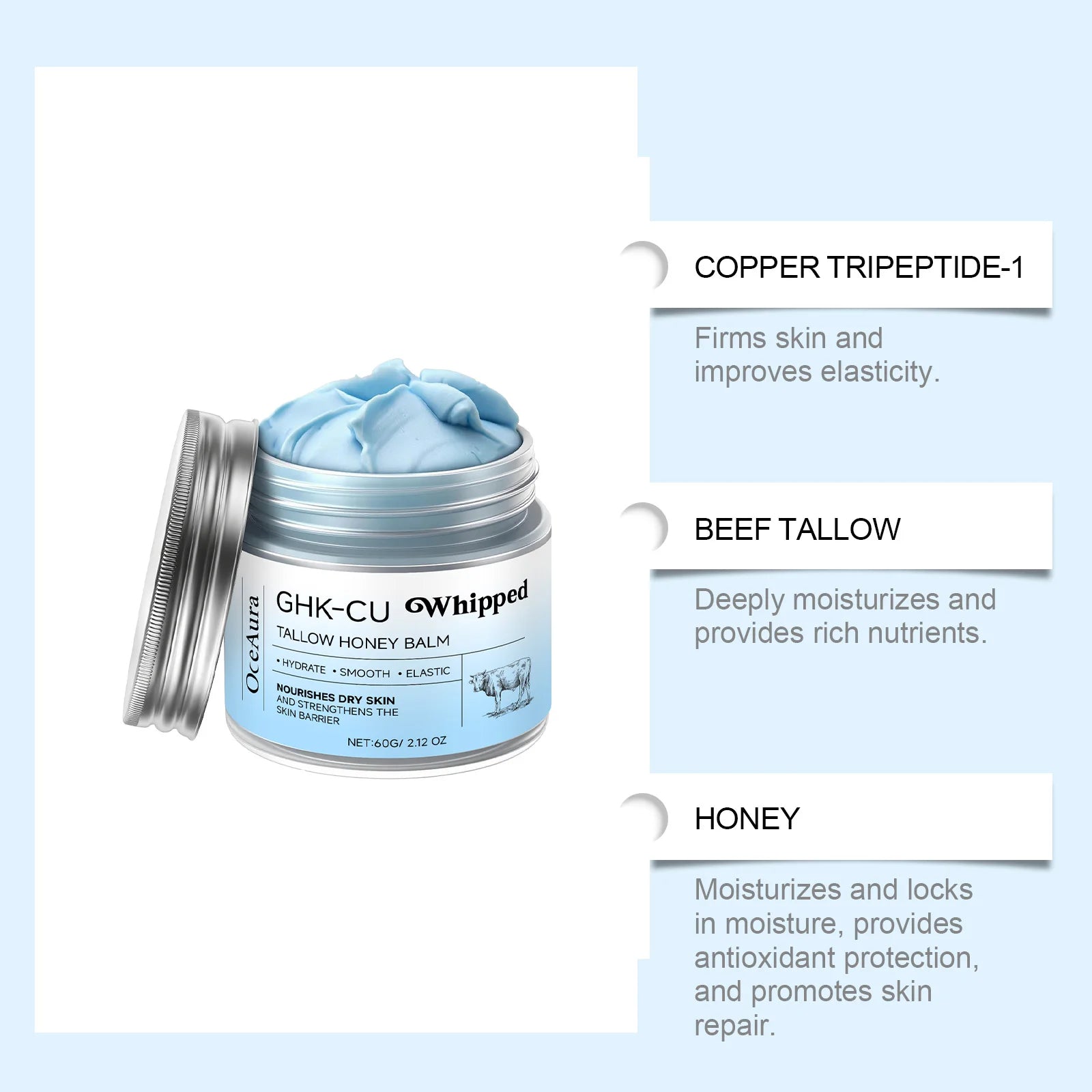 Whipped Beef Tallow And Honey Balm Moisturizing Beef Tallow Face Cream Body Lotion Grass Fed Grass Finished Face Cream Skin Care