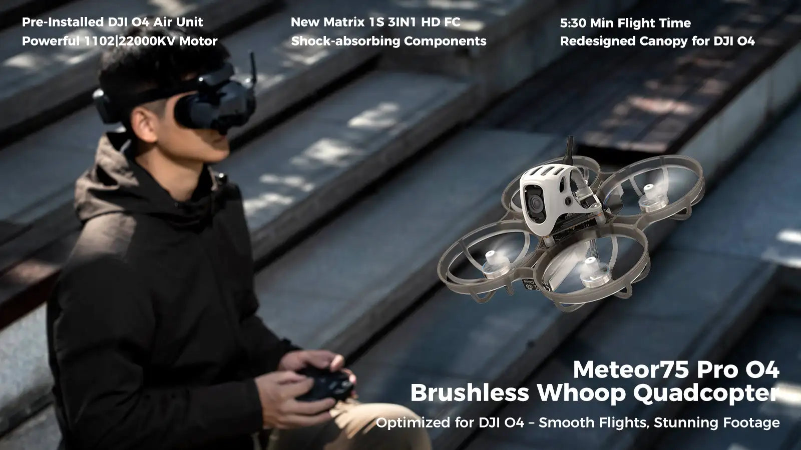Meteor75 Pro O4 Brushless Whoop Drone | Compact FPV Racing Performance Tidesmit