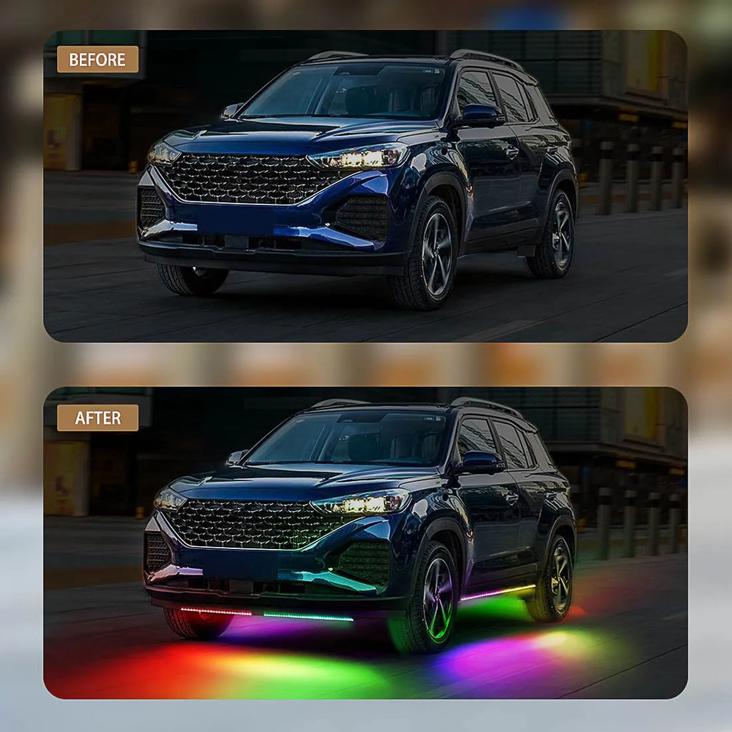 RGB LED Underglow Car Lights - App-Controlled Flowing Multi-Color 6pc Set Tidesmit