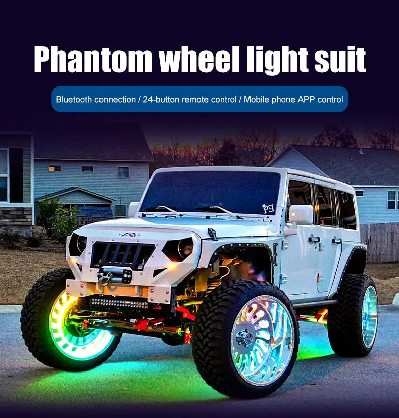 LED Car Hub Ring Light - Sound Reactive Neon Wheel Light (15.5-17 inch) Tidesmit