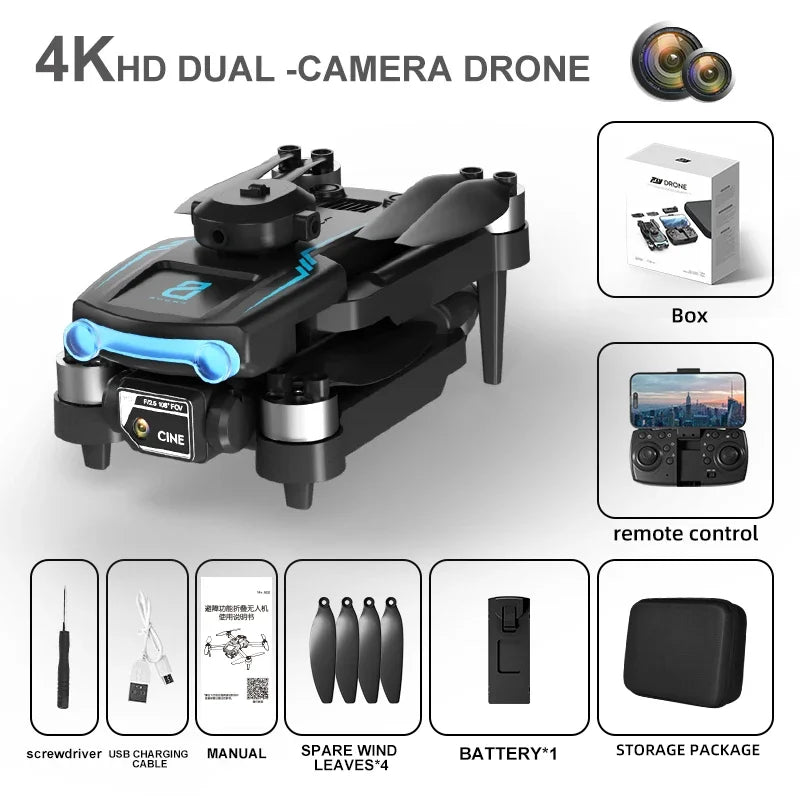 8K HD Camera Drone | Foldable Obstacle Avoidance Quadcopter 4K Dual camera 1B Tidesmit