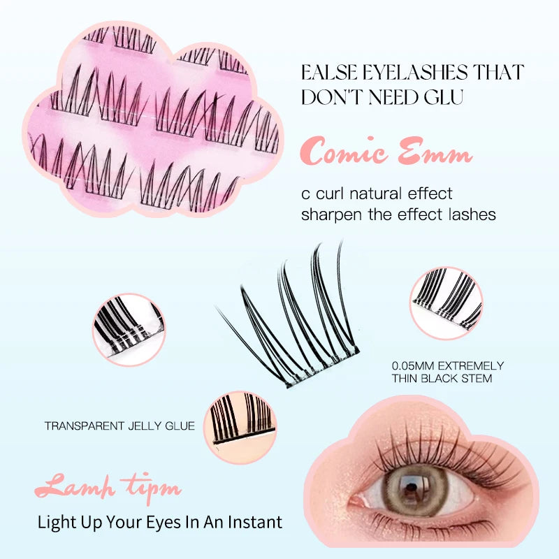 Self Adhesive Eyelashes Clusters No Glue Reusable C Curl Tidesmit Tidesmit