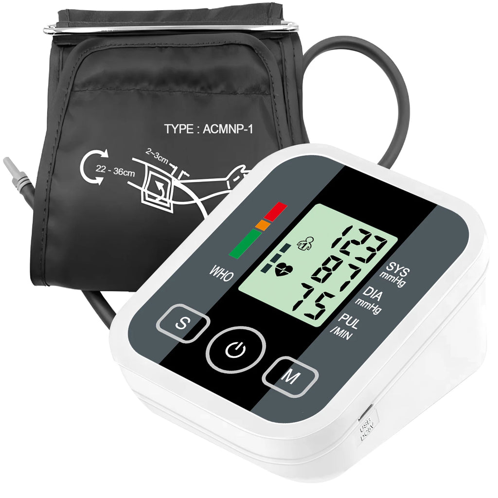 LCD Backlight Digital Upper Arm Blood Pressure Monitor Automatic Home Medical Sphygmomanometer BP Tonometer Heart Rate Meter