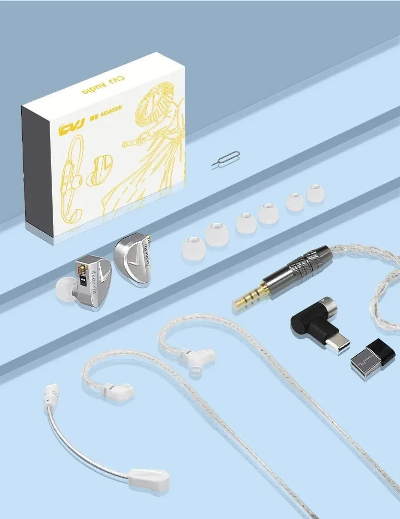 Tidesmit Wired Gaming Earbuds | Hybrid Dual Driver HiFi IEMs | Silver Tidesmit