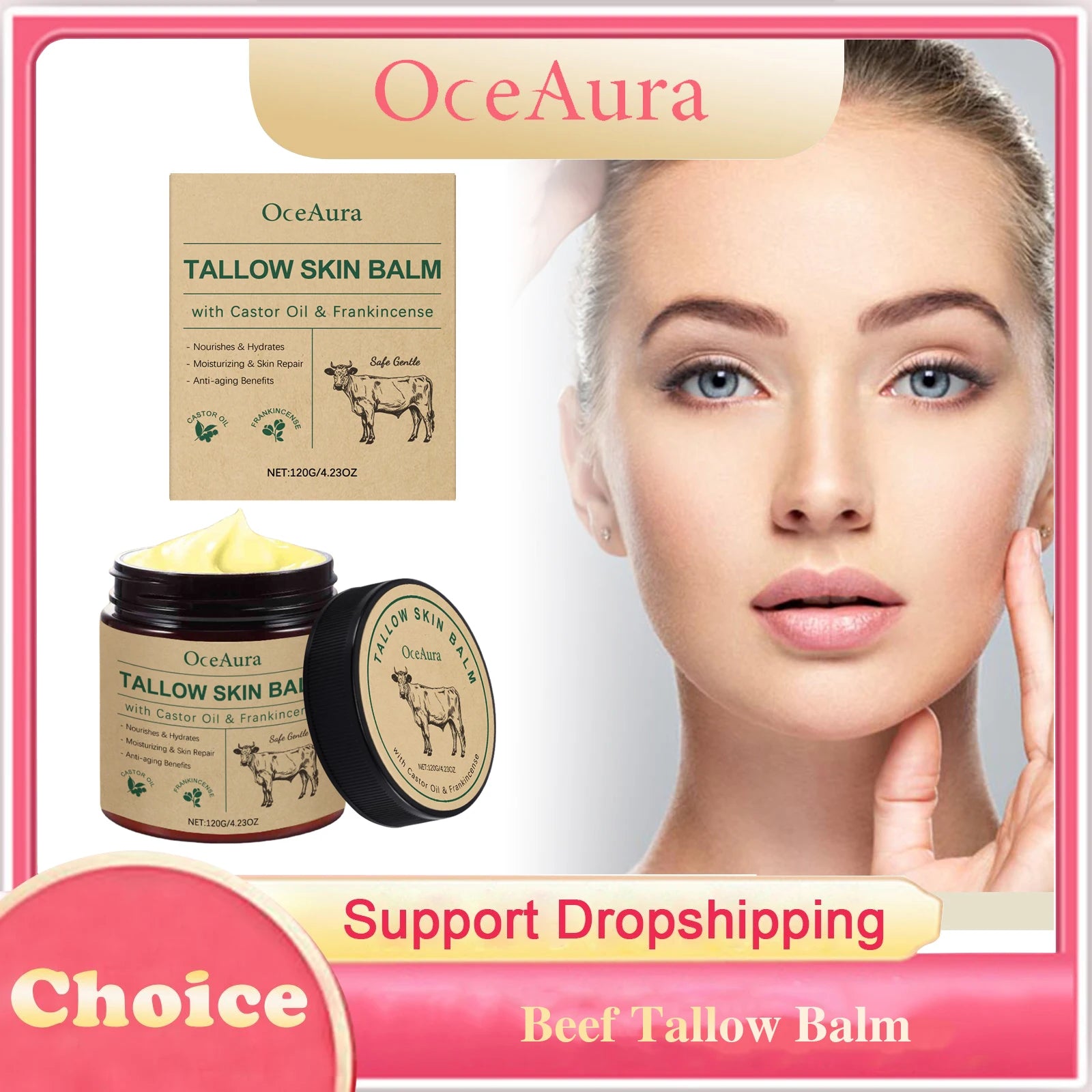 Beef Tallow Moisturizing Balm Wrinkle Remover Brightening Firming Smoothing Repair Fade Fine Lines Soft Facial Nourishing Cream