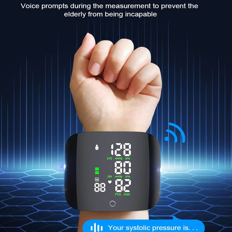 Medical Digital Wrist Blood Pressure Monitor Heart Rate Pulse Meter Measure Sphygmomanometer PR LCD Screen Portable Health Care