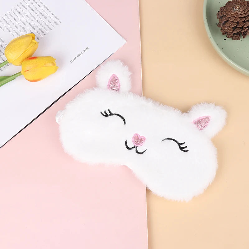 1pc Sleeping Mask Sleeping Blindfold Soft Plush Eye Masks Cute Cat Eye Cover Plush Mask Eyepatch Nap Health Eye Cover