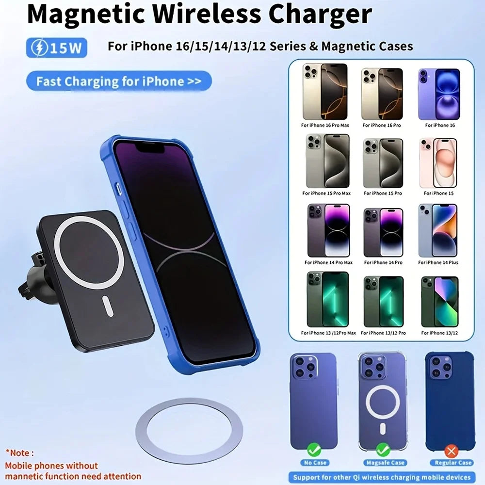 Magnetic Wireless Car Phone Charger – Fast Qi Certified Mount Tidesmit