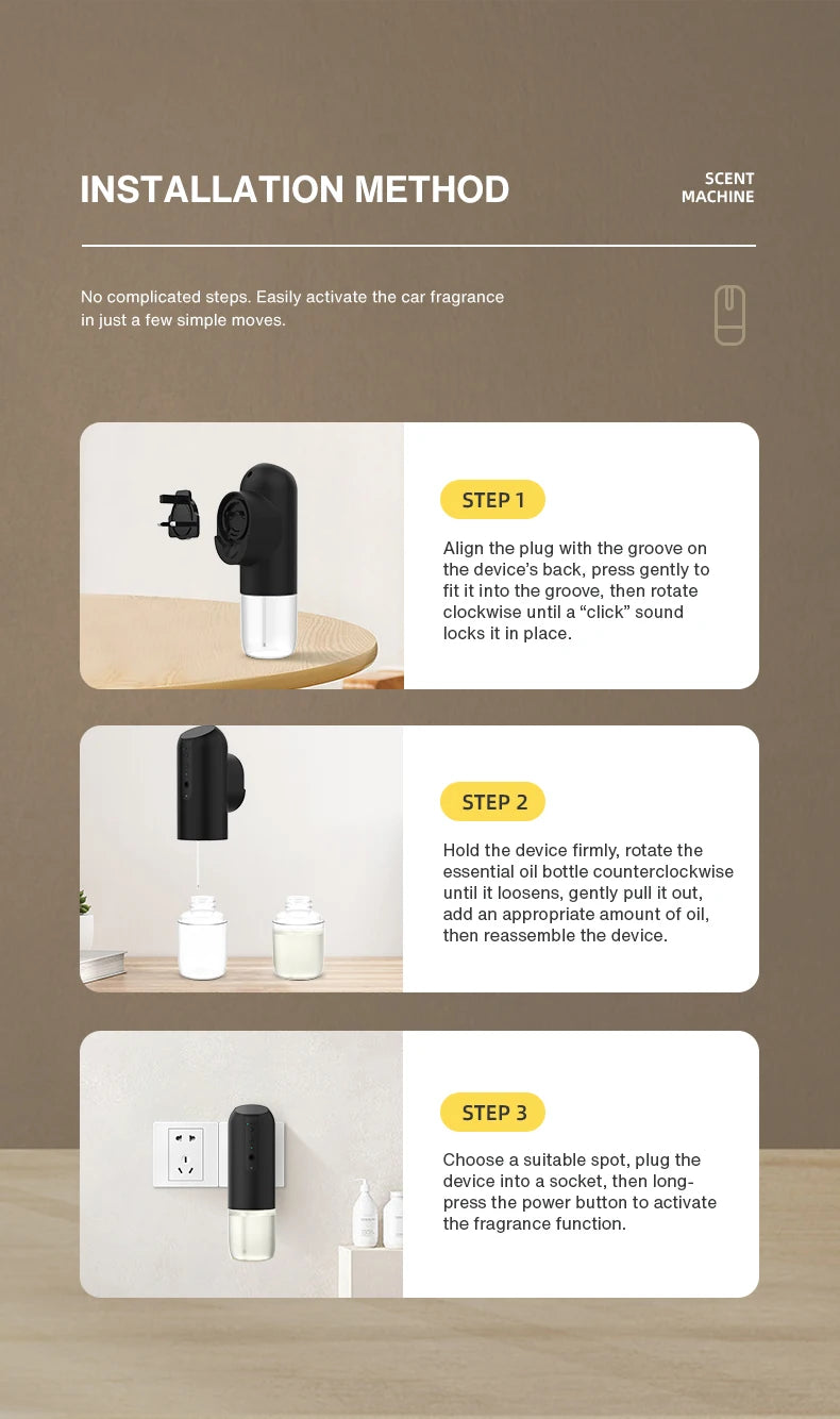 NAMSTE Wall Plug Aroma Diffuser Smart Bluetooth Control Fragrance Diffuser for Home Smell Air Freshener Automatic Spray Diffuser