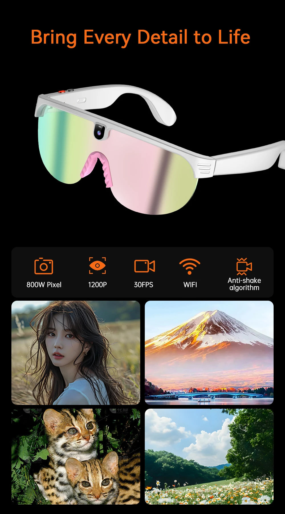 Tidesmit Smart Cycling Glasses with HD Camera and Spatial Bluetooth Audio Tidesmit