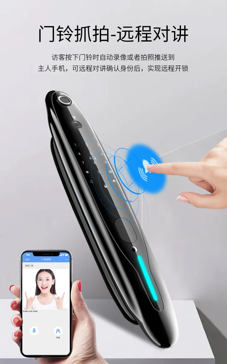 Video intercom smart, home anti-theft electronic door lock with surveillance camera password lock fully automatic