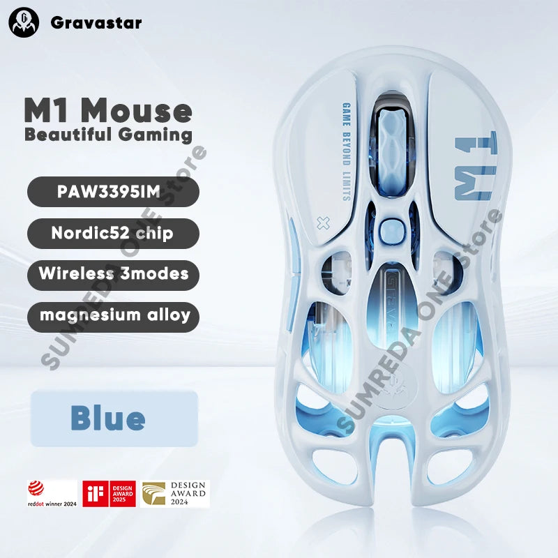 GravaStar Mercury M2 M1 Wireless Gaming Mouse Alloy 26000 DPI PAW3395DM Sensor Lightweight Hollowed Out Design RGB E-sports Mice