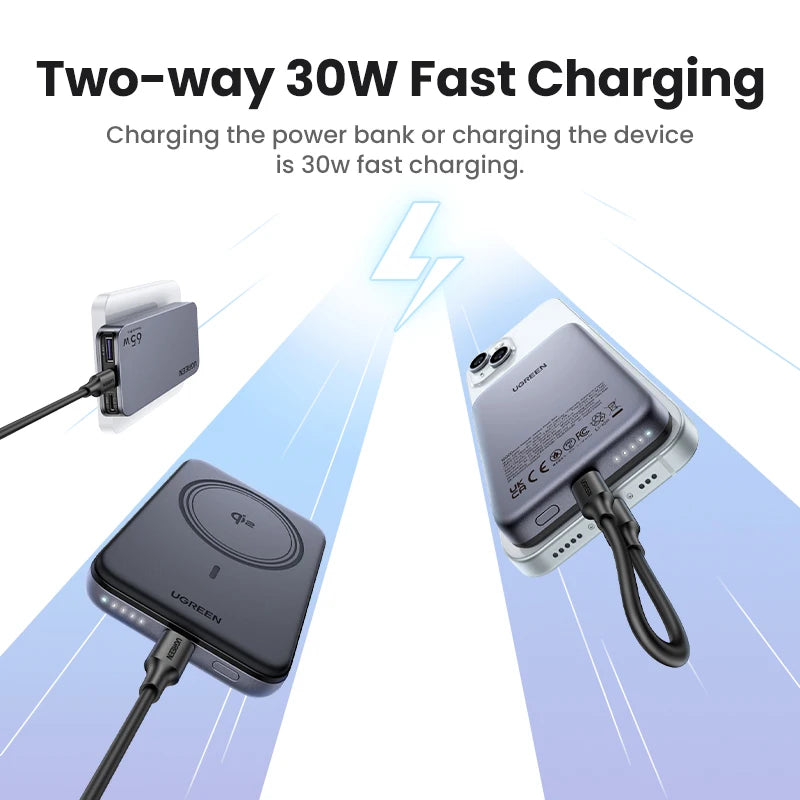 Magnetic Power Bank 10000mAh Qi2 30W Fast Charger for iPhone Tidesmit