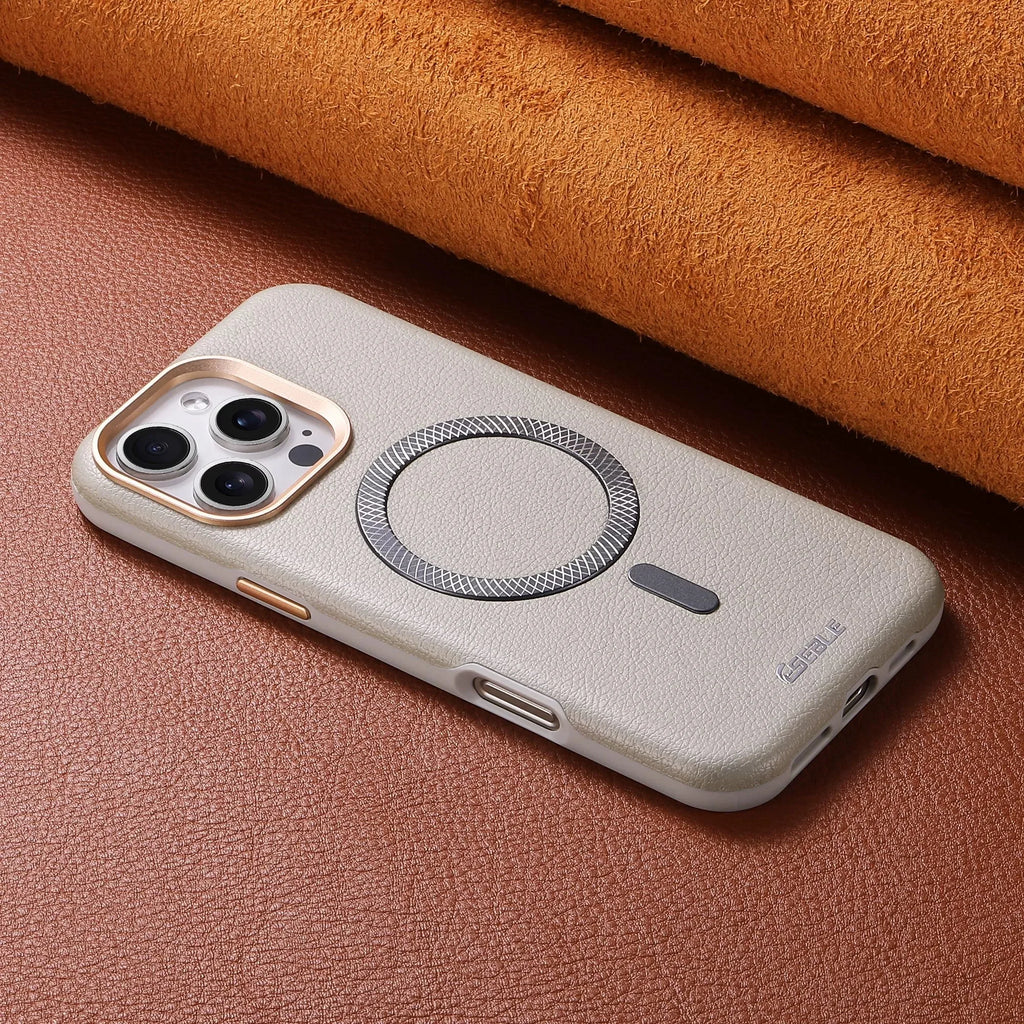 Magnetic Leather iPhone Case | Shock-Absorbing & Wireless Charging Compatible Tidesmit