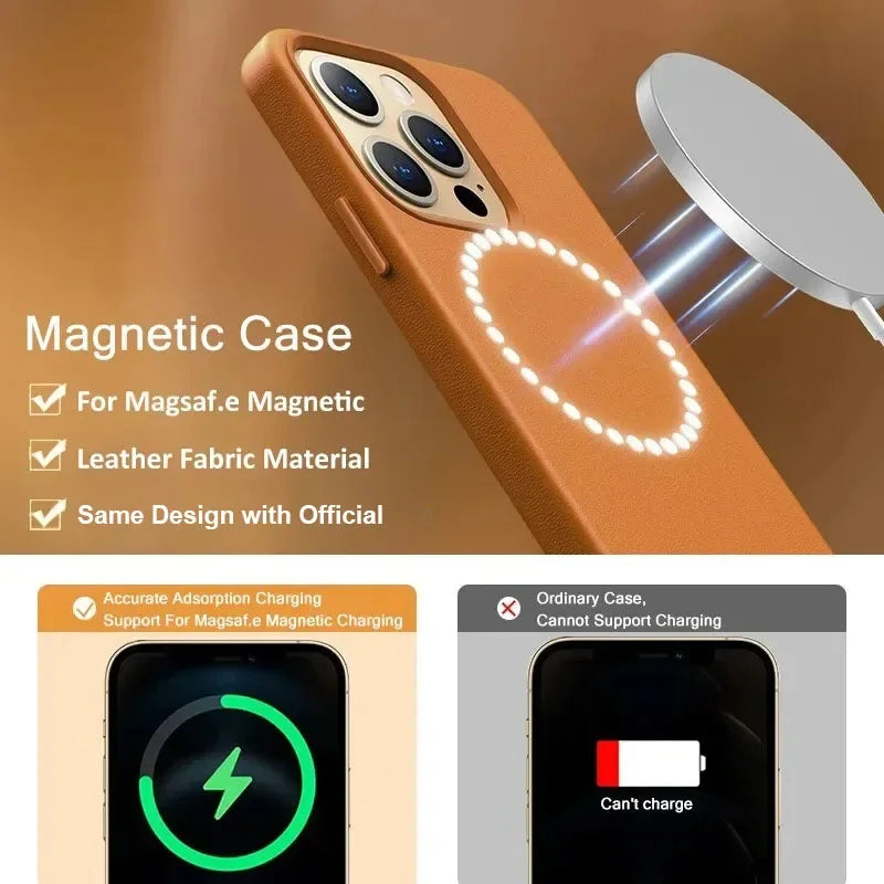 MagSafe Leather Phone Case for iPhone 17 Pro - Slim Shock-Absorbing Cover Tidesmit
