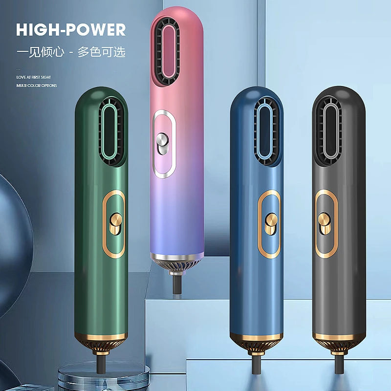 Professional high-speed ionic hair dryers in green, pink, blue, and black with sleek modern, ergonomic designs.