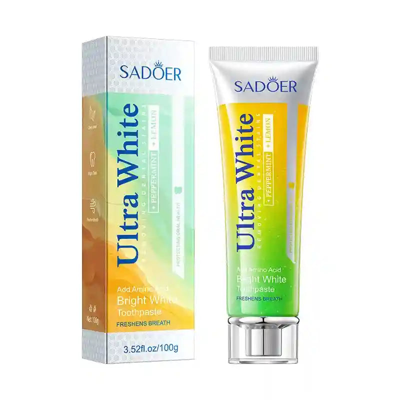 Tidesmit Lemon Mint Whitening Toothpaste for brightening teeth and fresh peppermint breath, 100g tube.