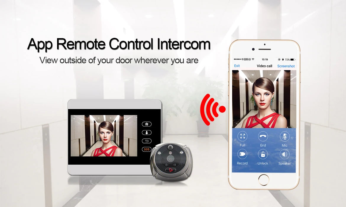 4Inch IPS Screem Rollup APP WIFI+GSM Doorbell Visual Door Viewer IR Night Vision Motion Detection Video Door Phone Camera